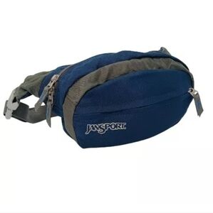 Jansport Fanny Pack Hiking Traveling Waist Bag Blue Gray Double Zip Vintage